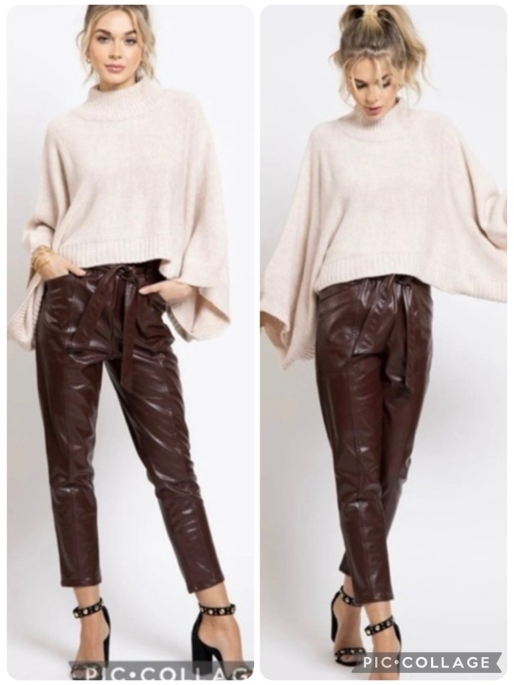 Bishop + Young Harper Heirloom Plum Paperbag Vegan Leather Pants NWT XS Chic